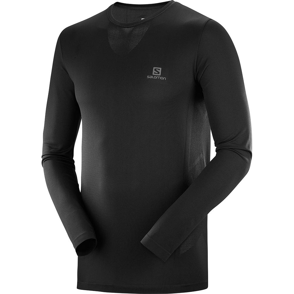 Salomon SENSE LS M Camisetas Hombre - Negras - Colombia (04586-YGWZ)